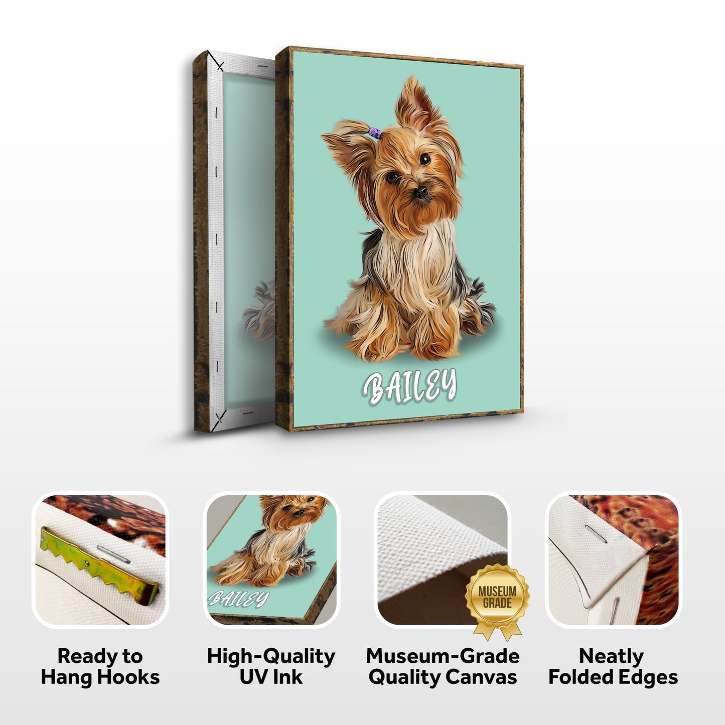 Yorkshire Terrier Pastel Pet Portrait Canvas Sign