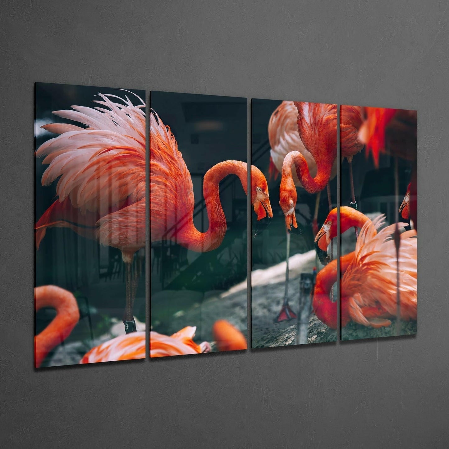 Flamingos Glass Wall Art - 4-Piece Set