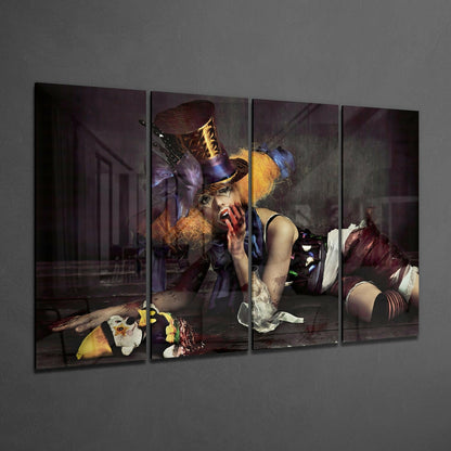 Woman Clown Glass Wall Art - 4-Piece Set