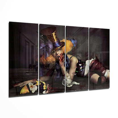 Woman Clown glass wall art 4-piece set