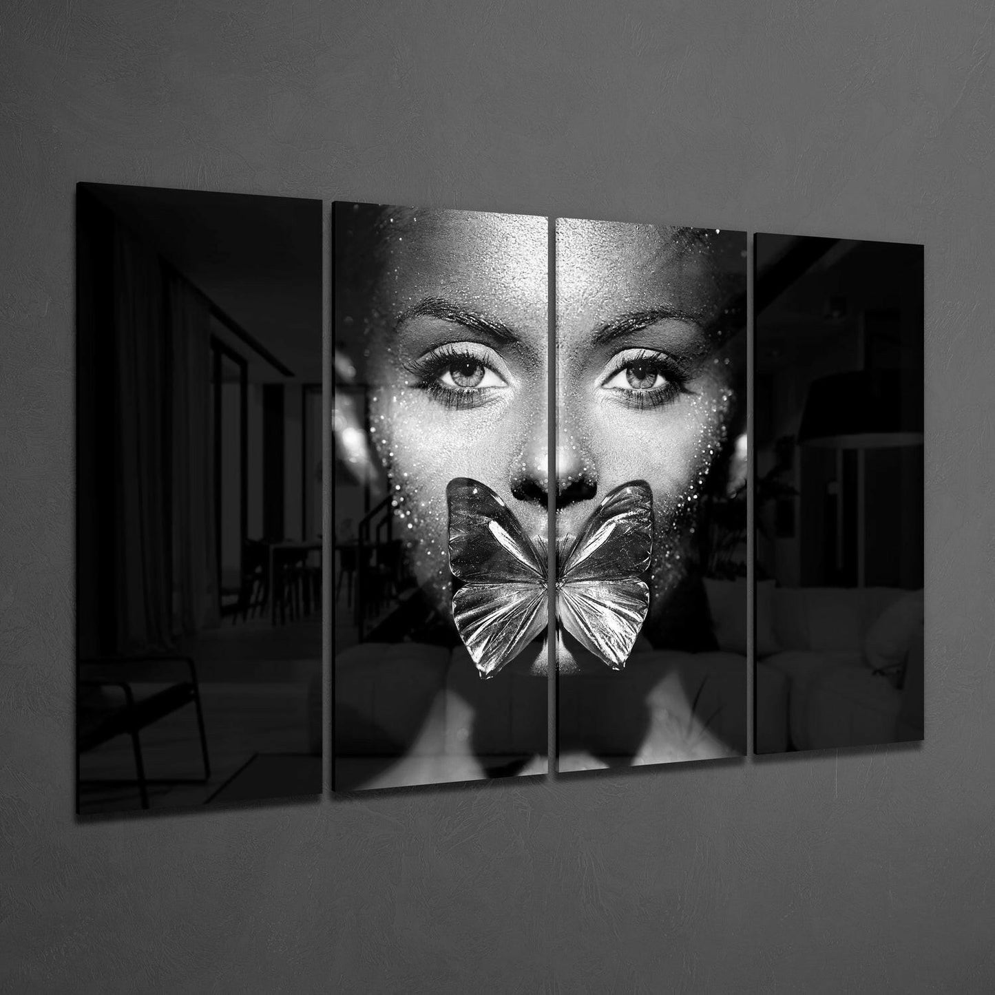 Butterfly Women 4-Piece Glass Wall Art
