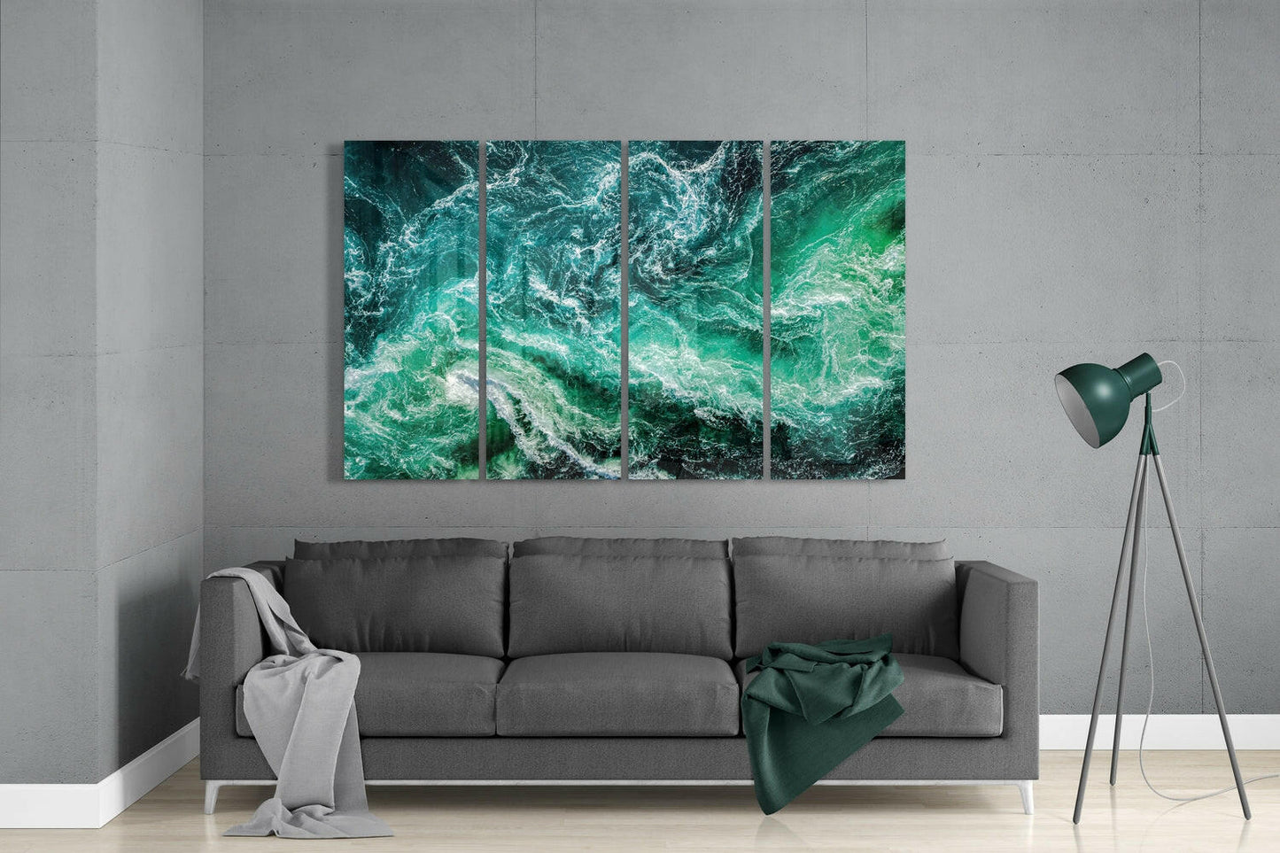 Ocean Waves 4-Piece Glass Wall Art Set (59x36)
