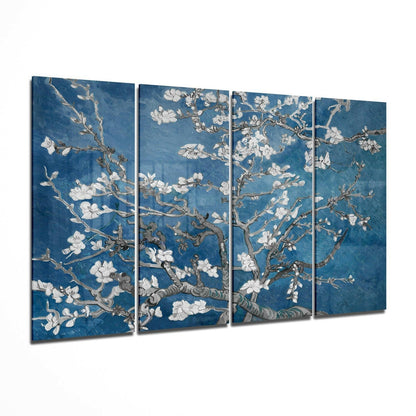 Sakura Blossom glass wall art hanging in a modern living room