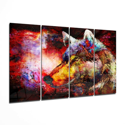 Wolf portrait glass wall art display