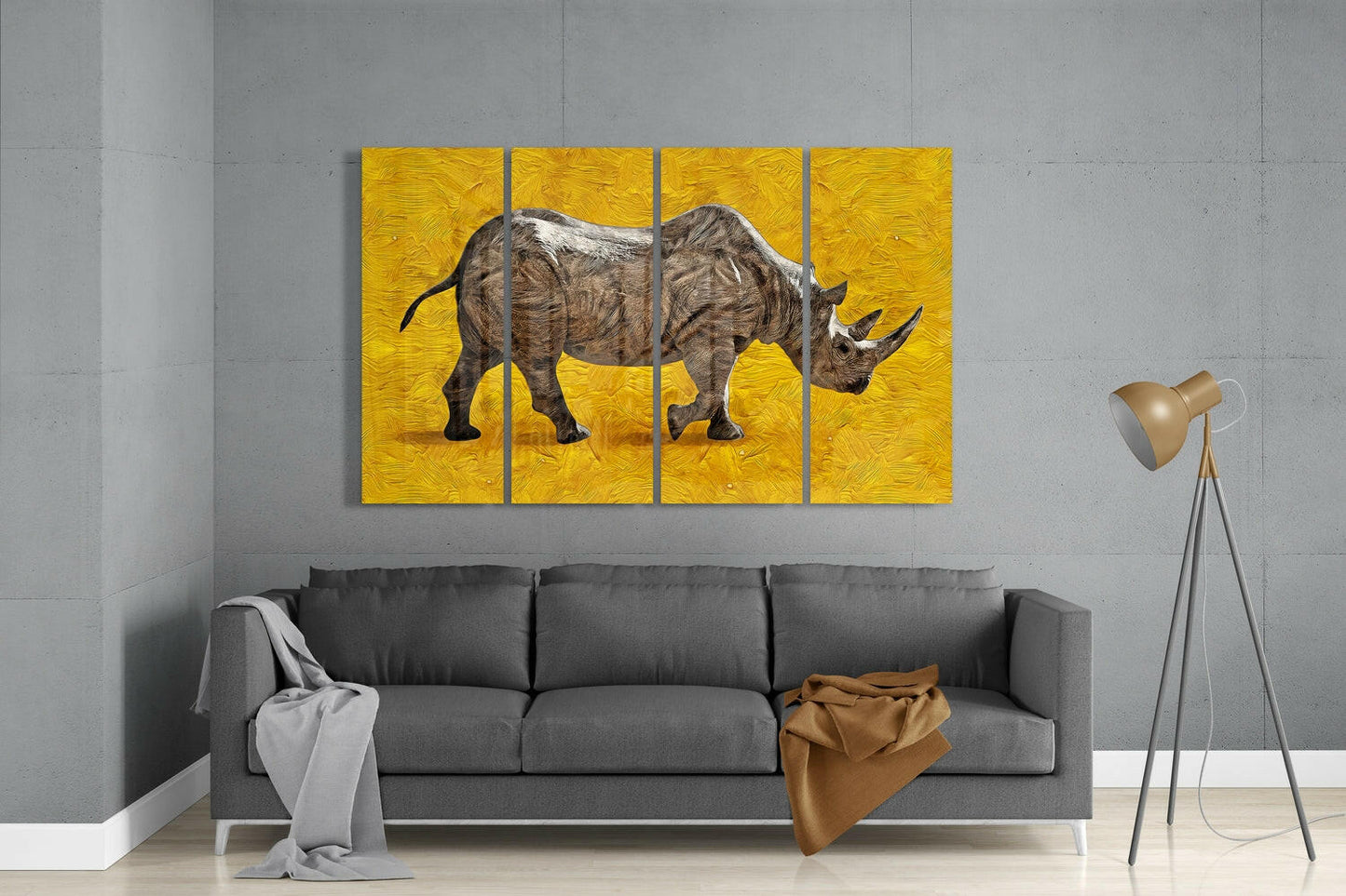 Rhino 4-Piece Glass Wall Art