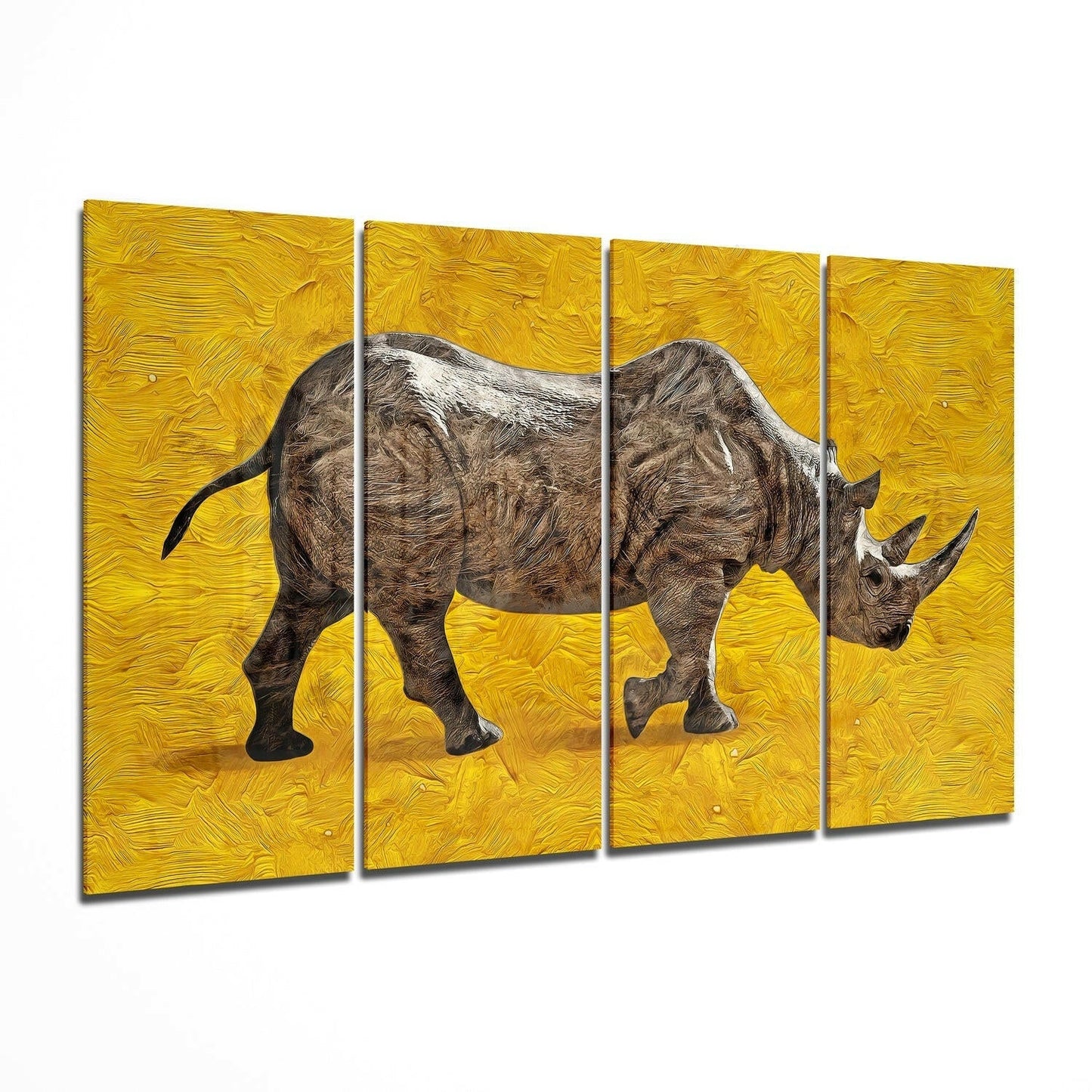 Rhino glass wall art four panel display