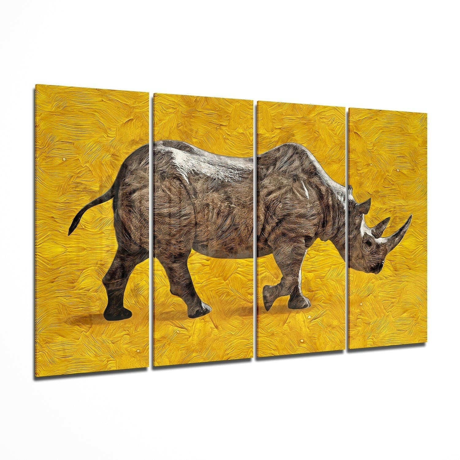 Rhino glass wall art four panel display