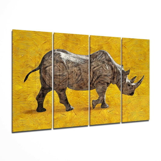 Rhino glass wall art four panel display