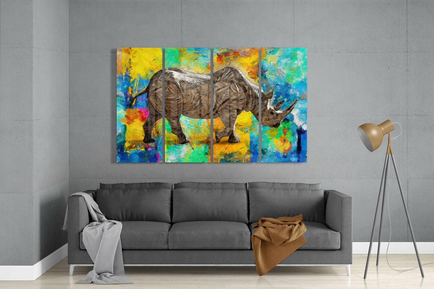 Rhino 4-Piece Glass Wall Art