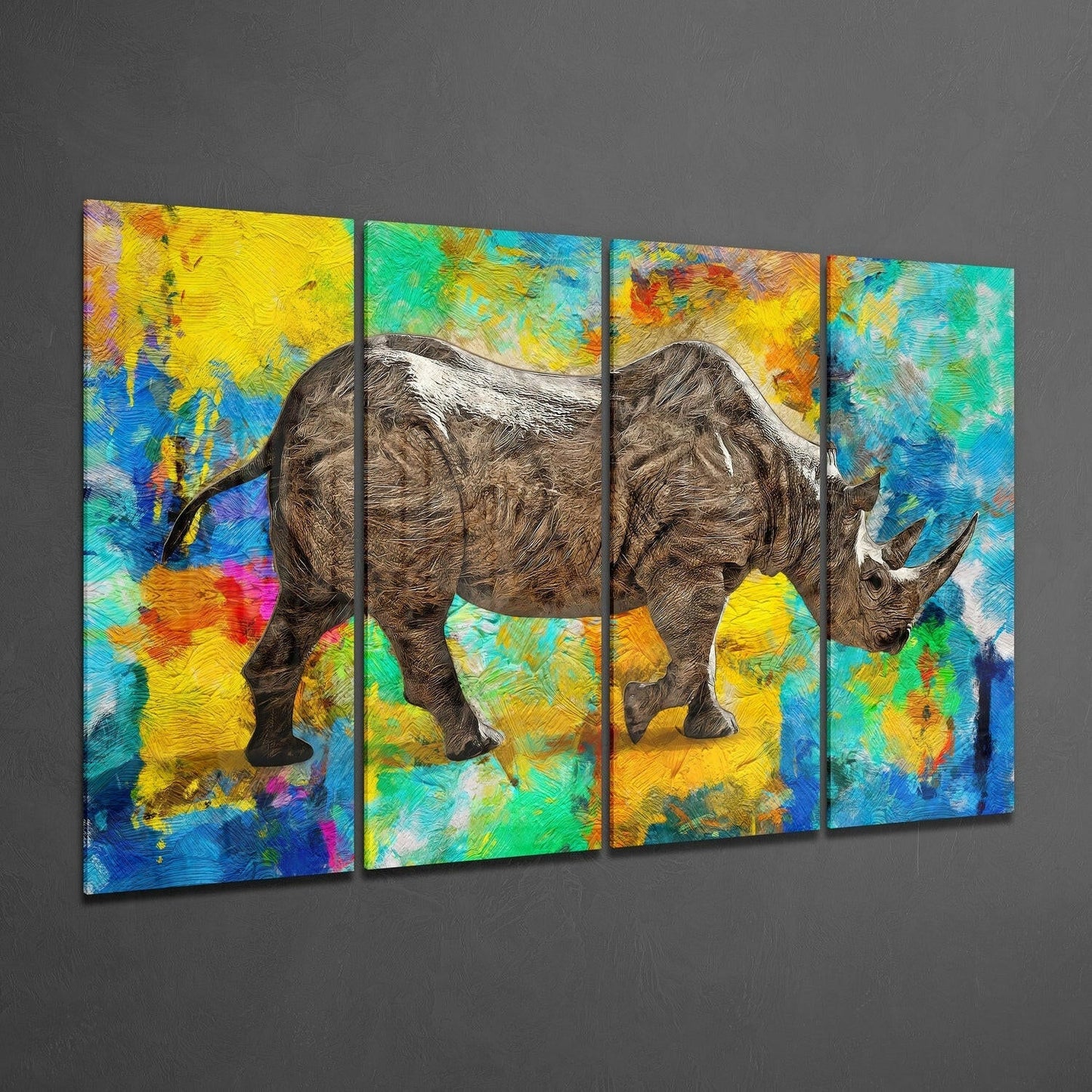 Rhino 4-Piece Glass Wall Art