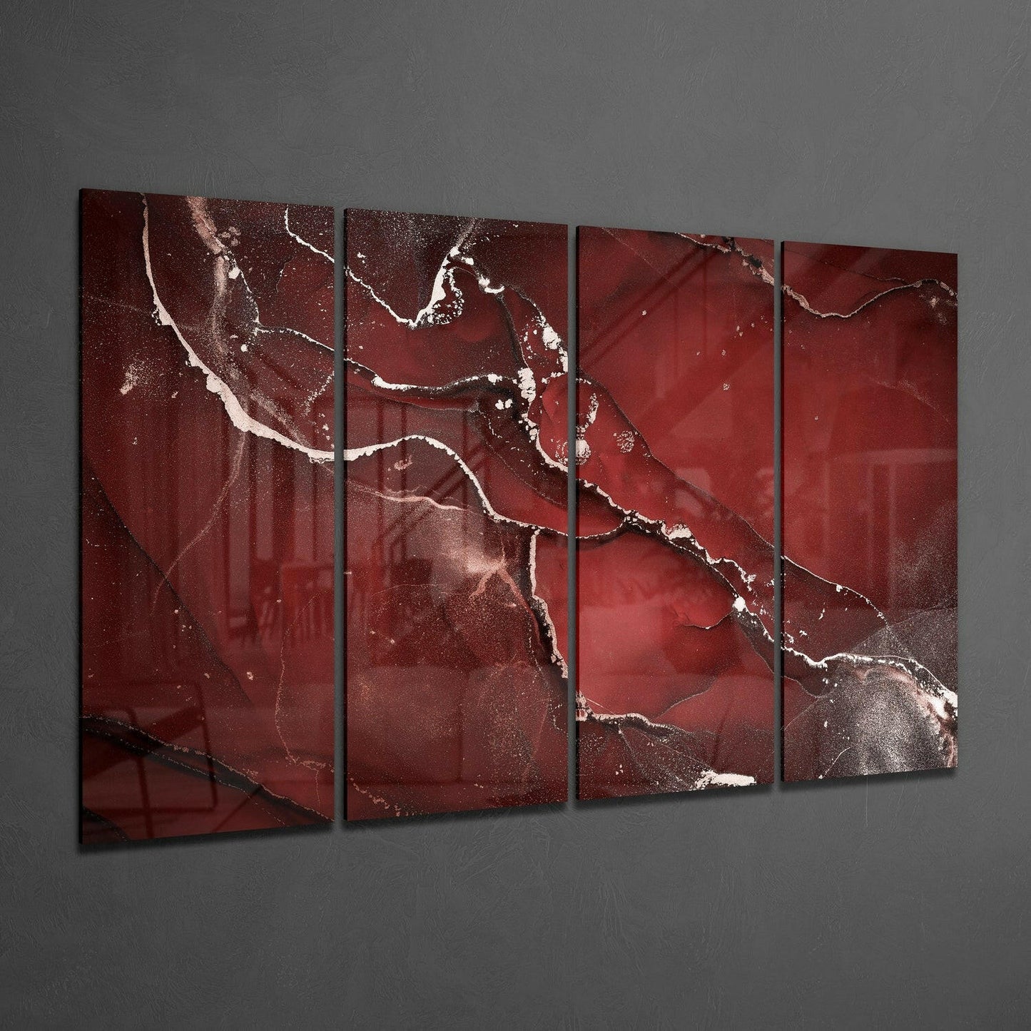 Red Crack Glass Wall Art