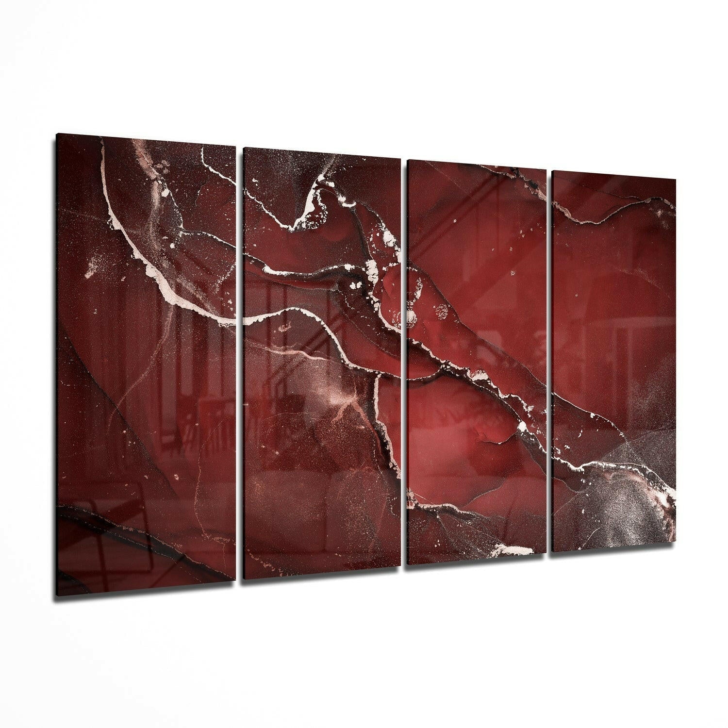 Red Crack glass wall art abstract display