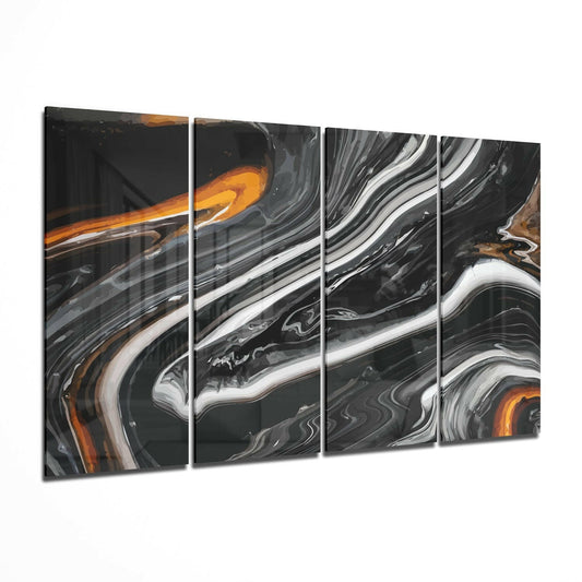 Marble Lava glass wall art hanging in a modern living room