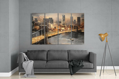 Manhattan Skyline 4-Piece Glass Wall Art