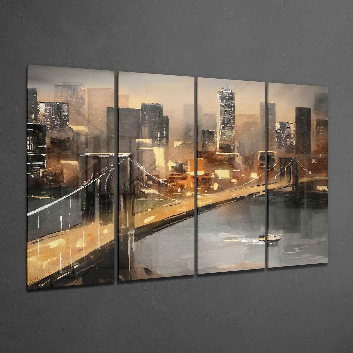 Manhattan Skyline 4-Piece Glass Wall Art