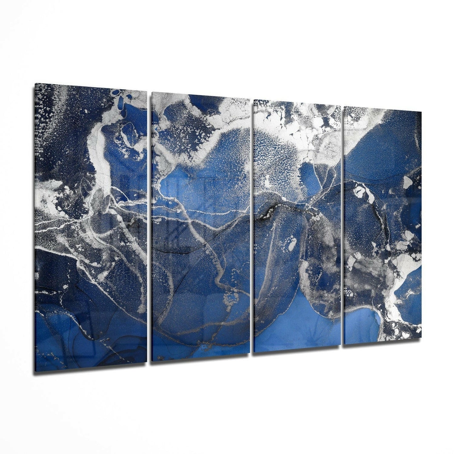 Marble glass wall art hanging in a modern living room