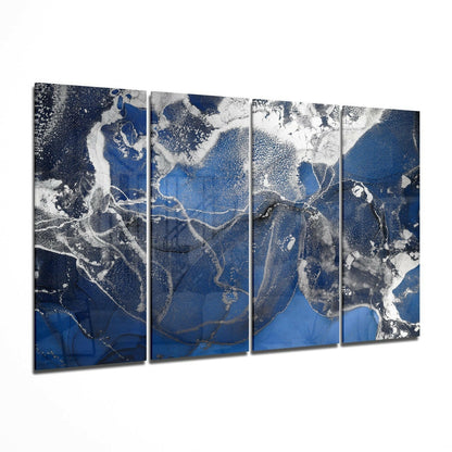 Marble glass wall art hanging in a modern living room
