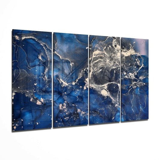 Marble glass wall art four-panel display