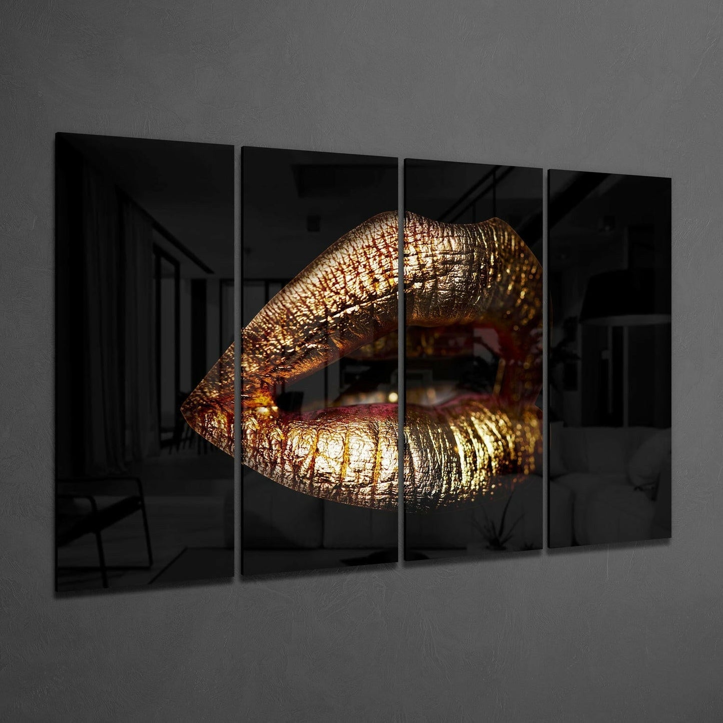 Lips 4-Piece Glass Wall Art