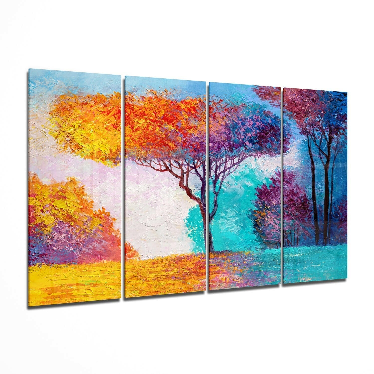 Tree of Life glass wall art four-panel display