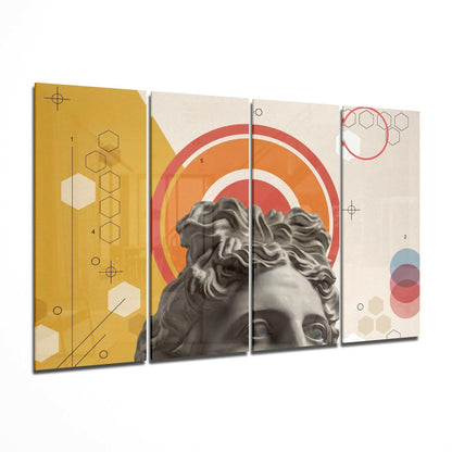 Thoughts of the Statue glass wall art hanging in a modern living room