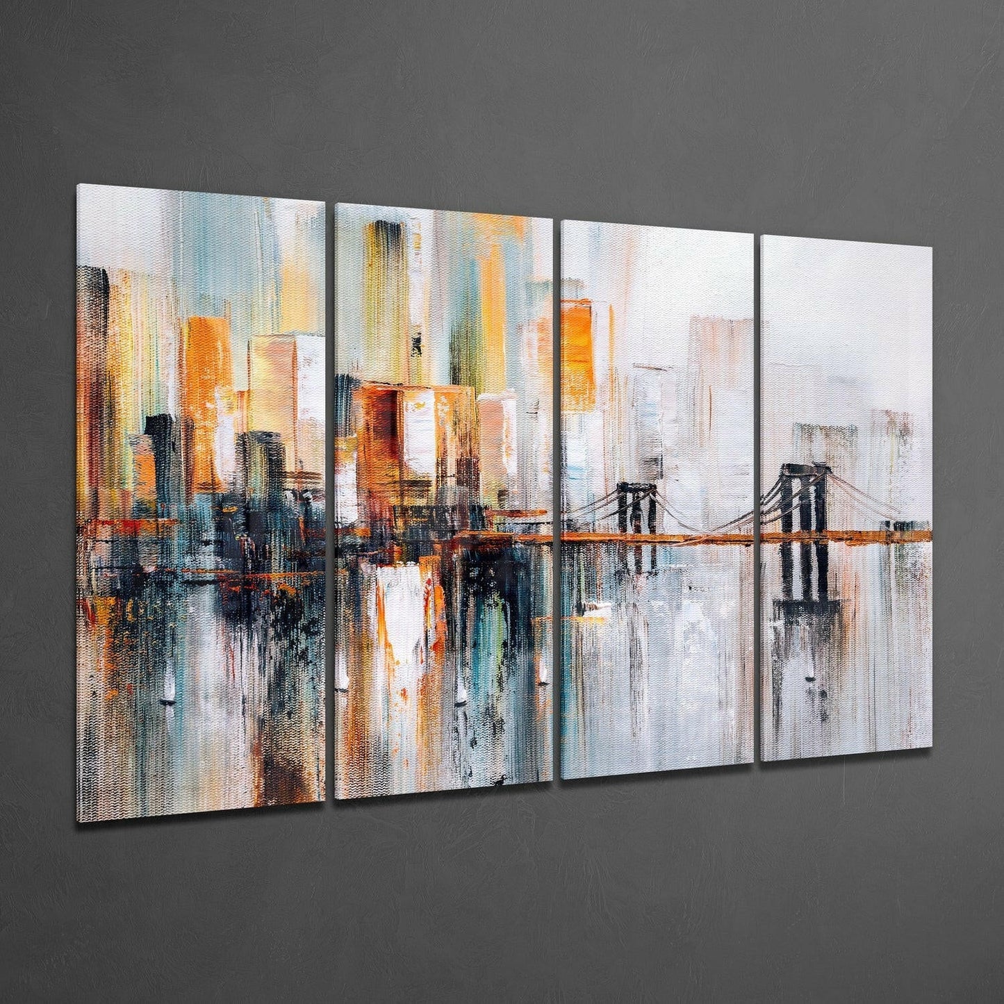 Manhattan Silhouette 4-Piece Glass Wall Art