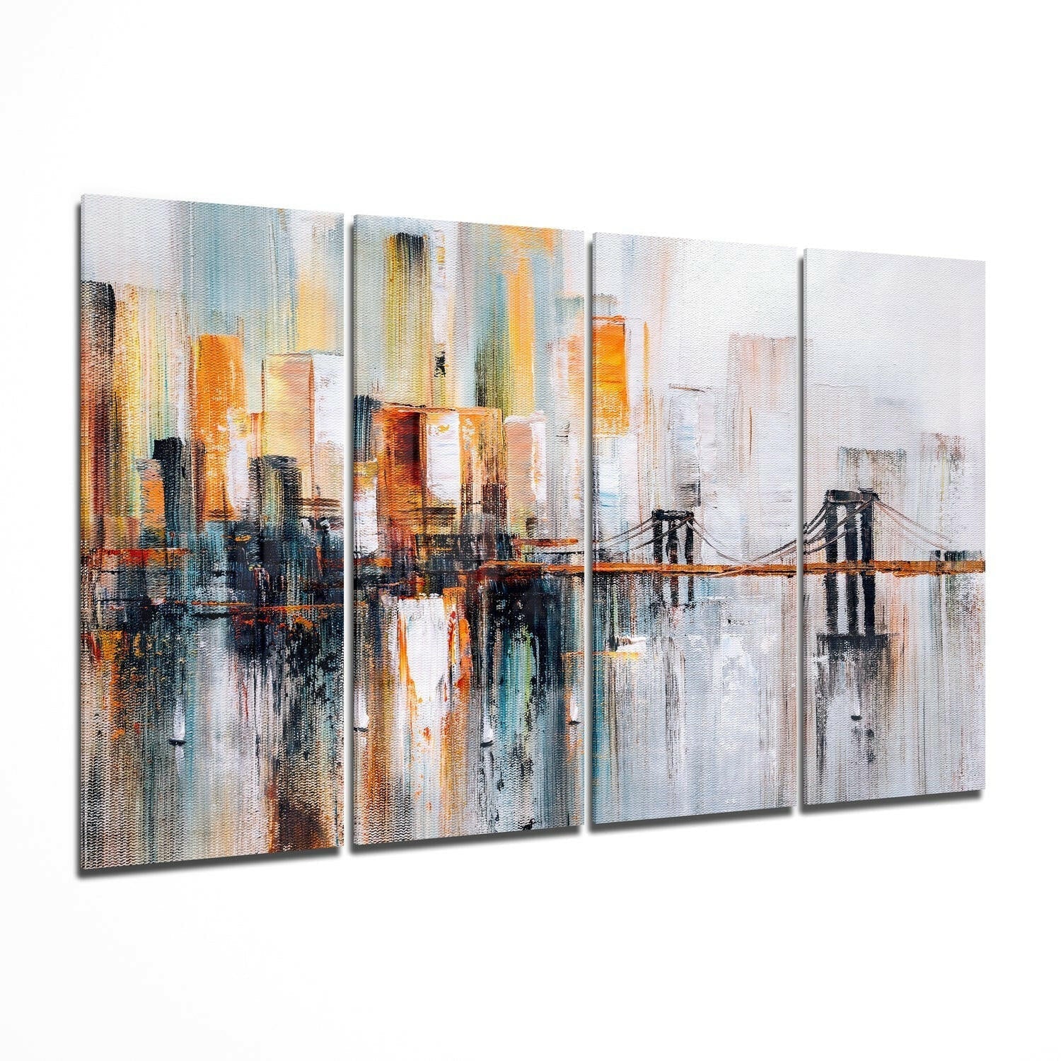 Manhattan Silhouette 4-piece glass wall art gallery set