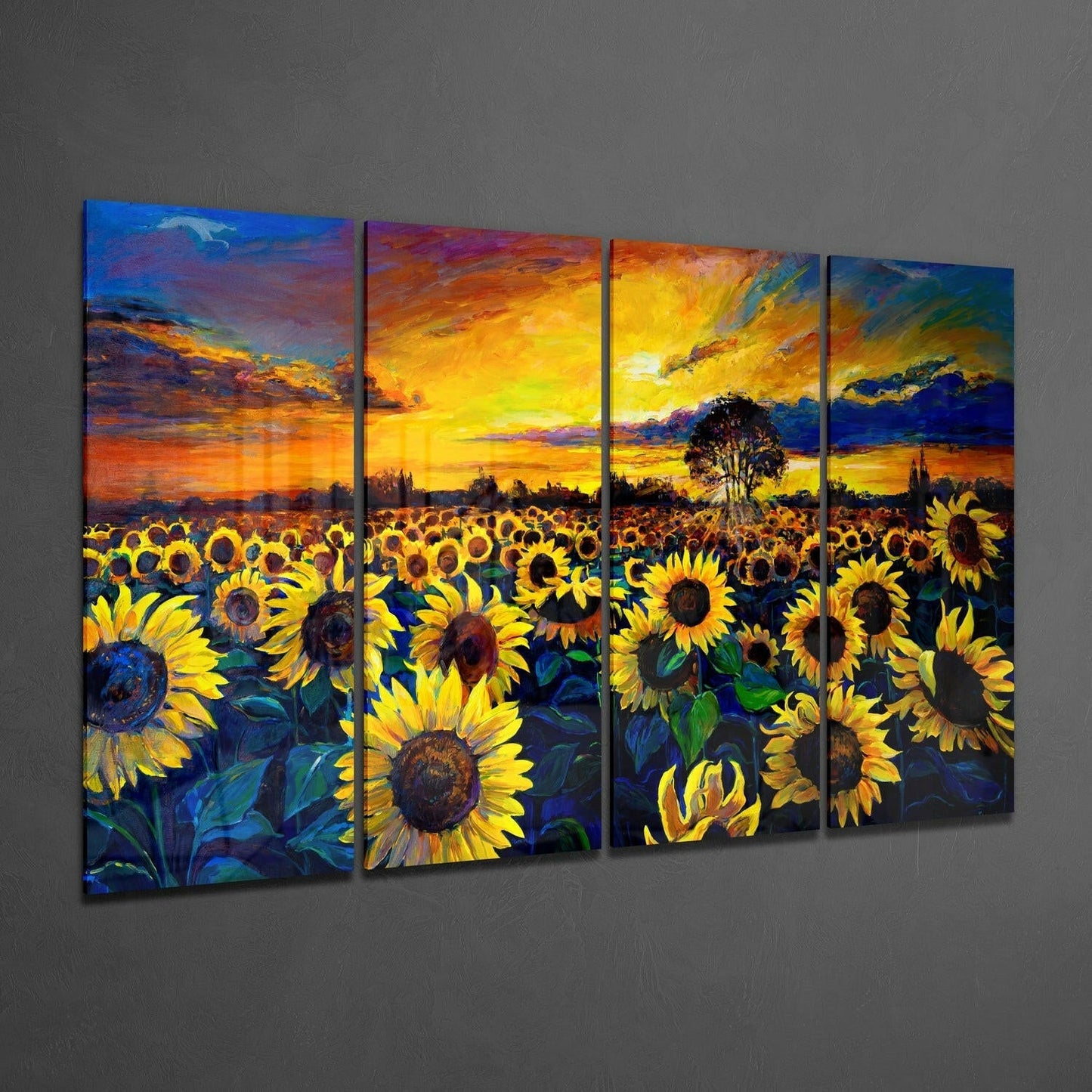 Sunflowers 4-Piece Glass Wall Art