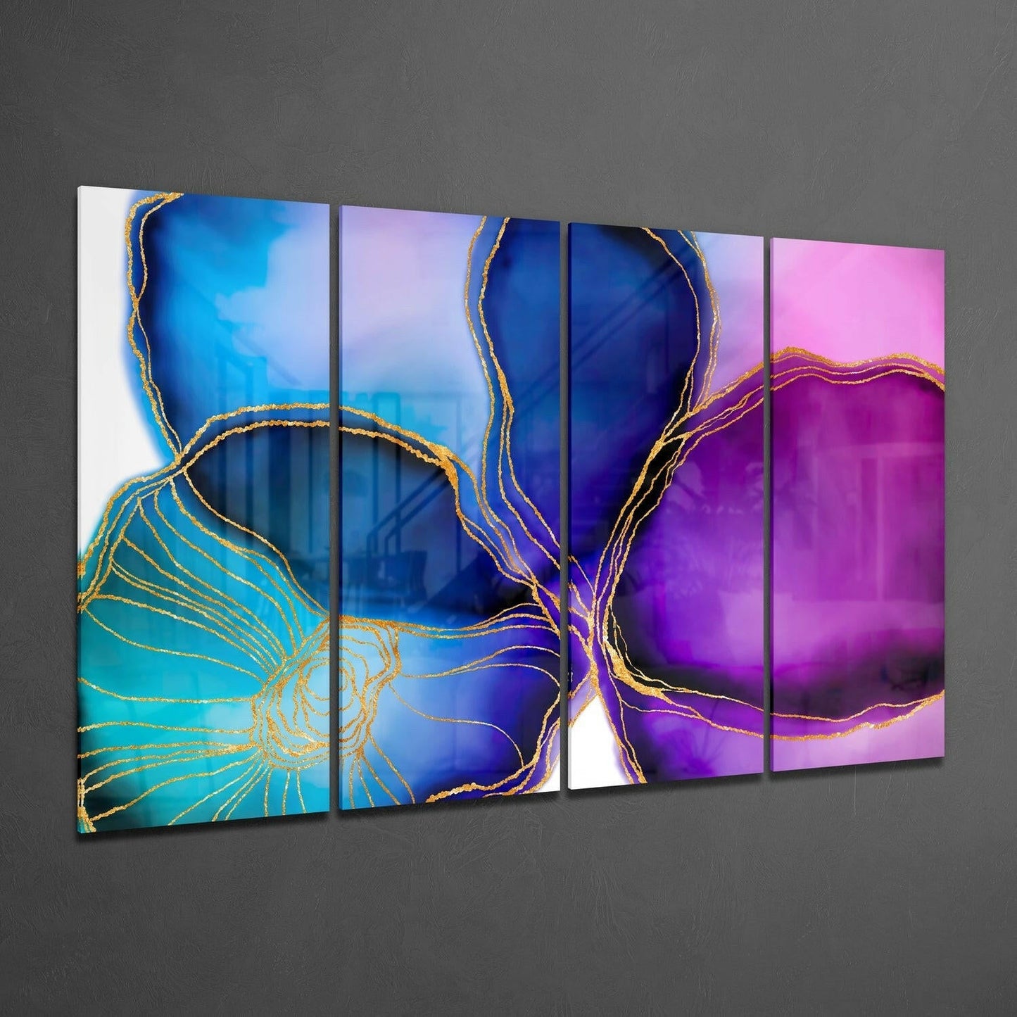 Flower Ink 4-Piece Glass Wall Art