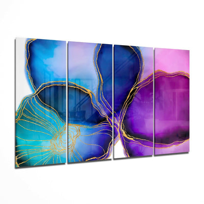 Flower Ink 4-piece glass wall art gallery set