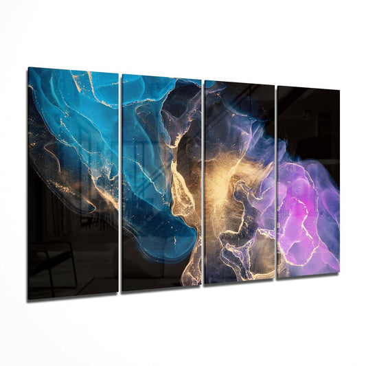 Collision 4 piece glass wall art set