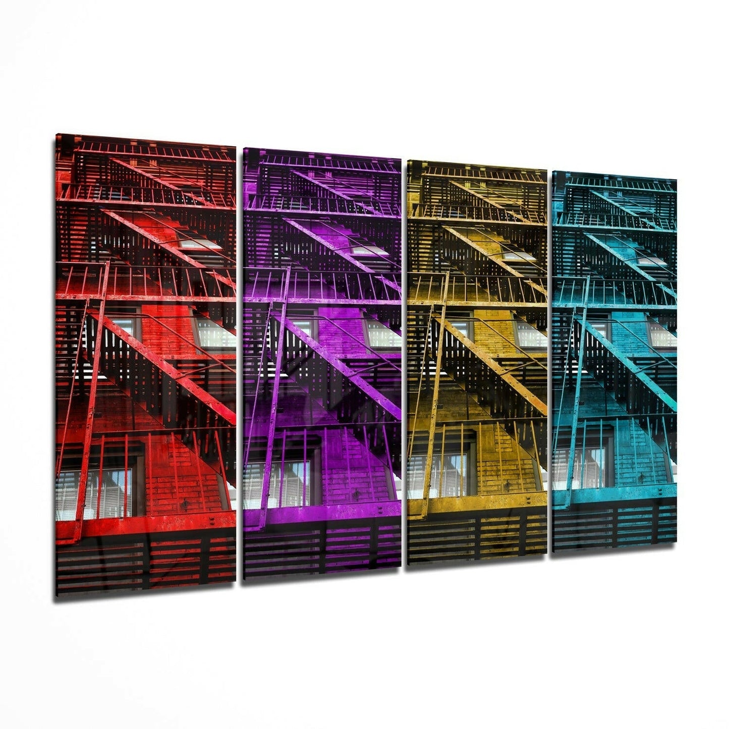 Stairs 4 piece glass wall art set