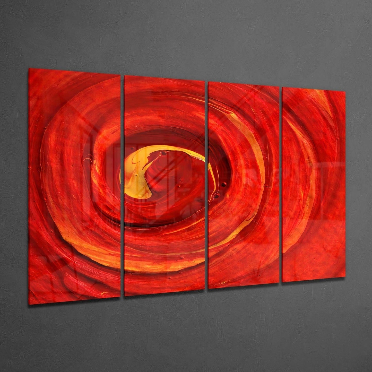 Red Vortex 4-Piece Glass Wall Art