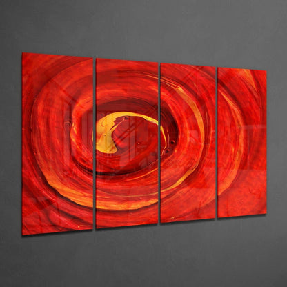 Red Vortex 4-Piece Glass Wall Art
