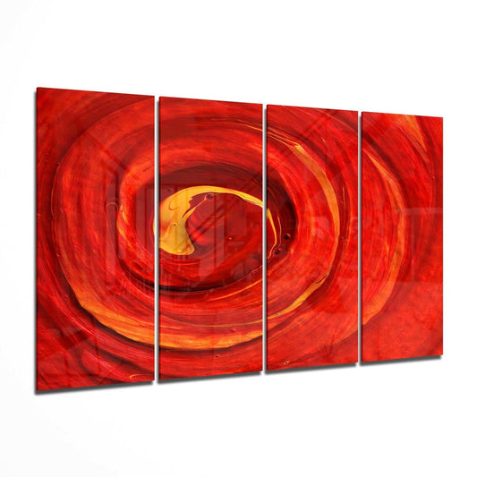 Red Vortex 4-piece abstract glass wall art set