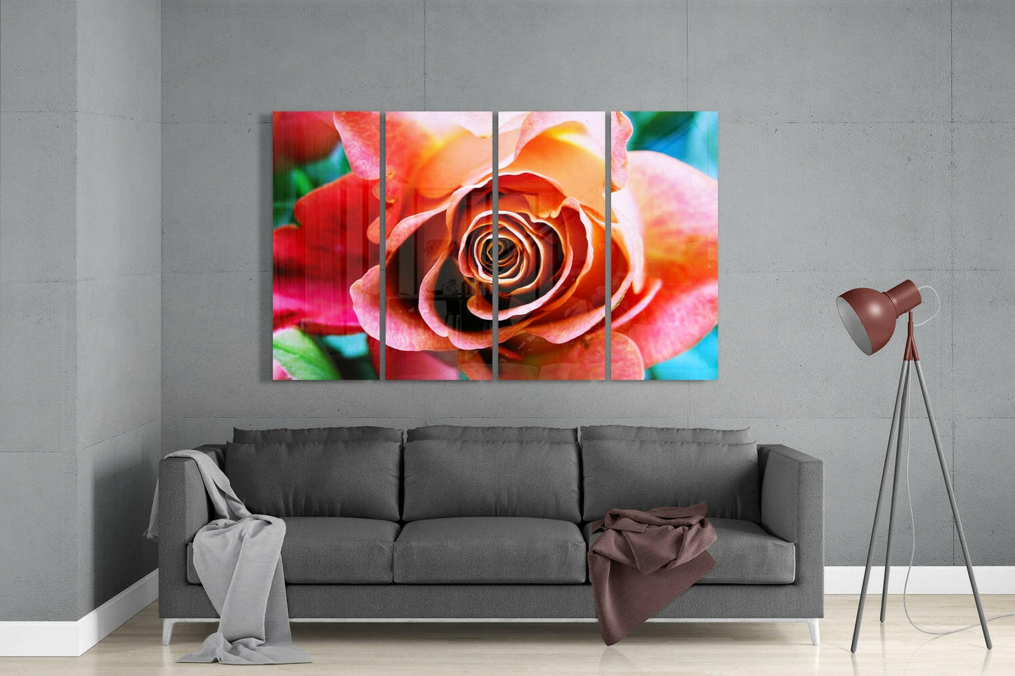 Rose 4-Piece Glass Wall Art