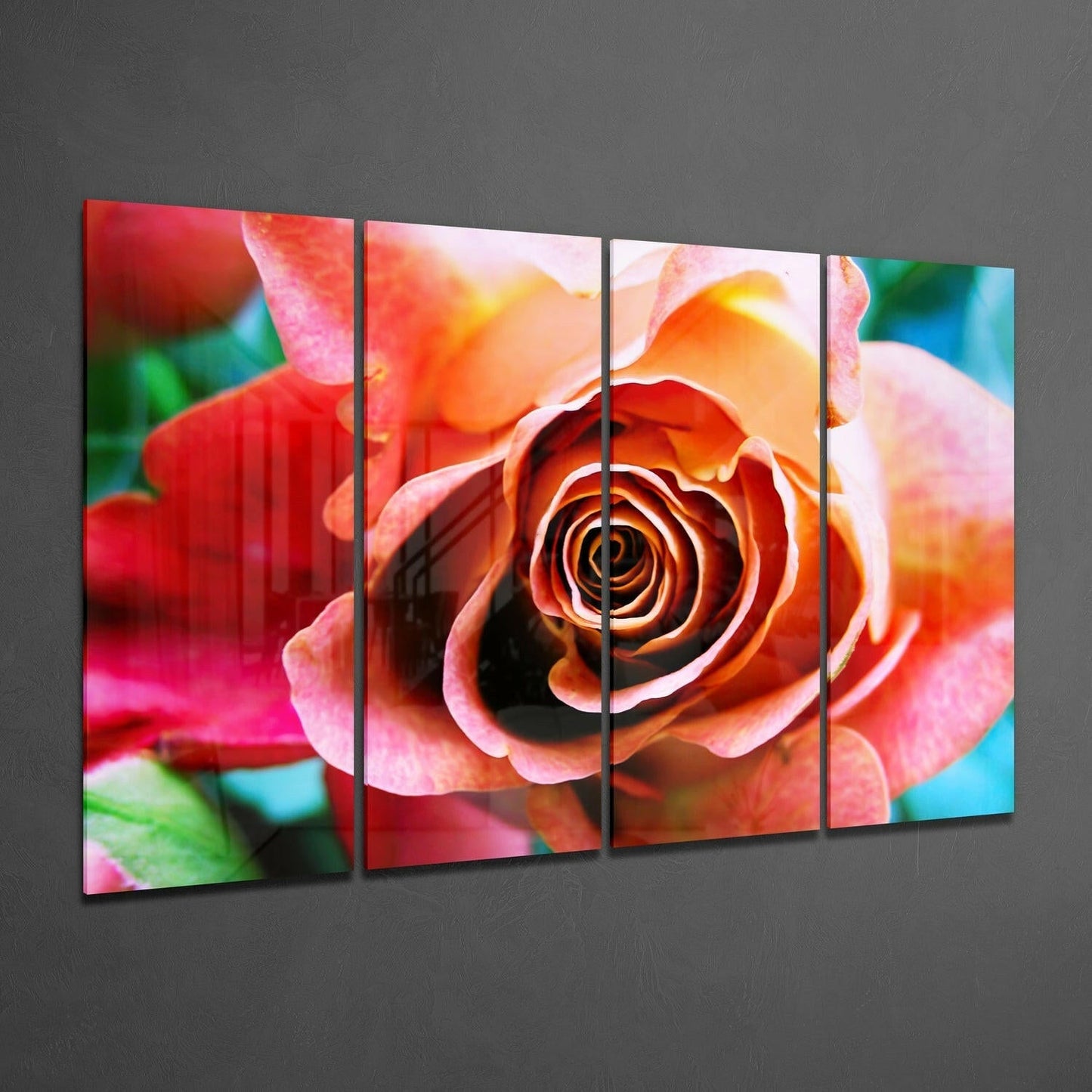 Rose 4-Piece Glass Wall Art