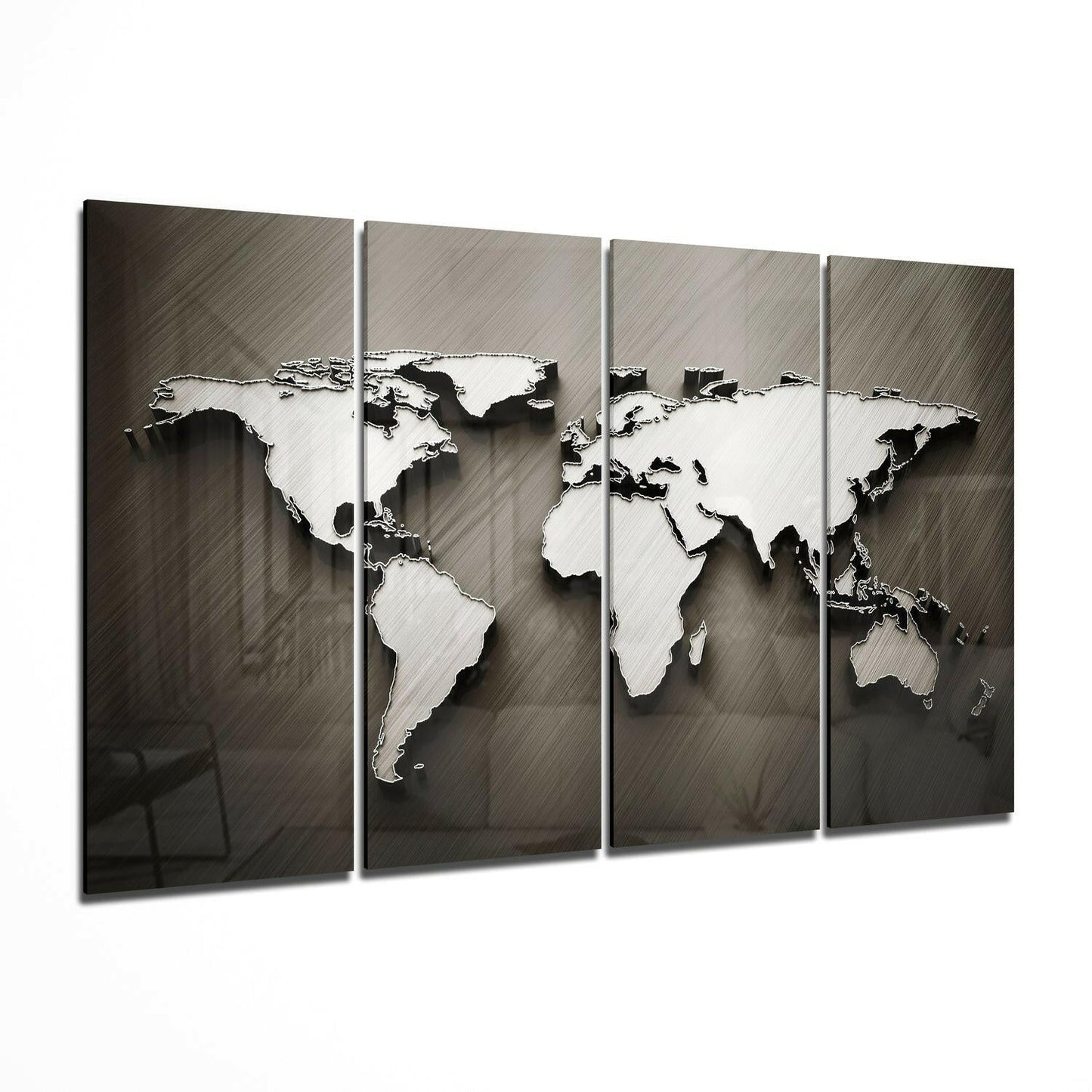 World map glass wall art - 4-piece set