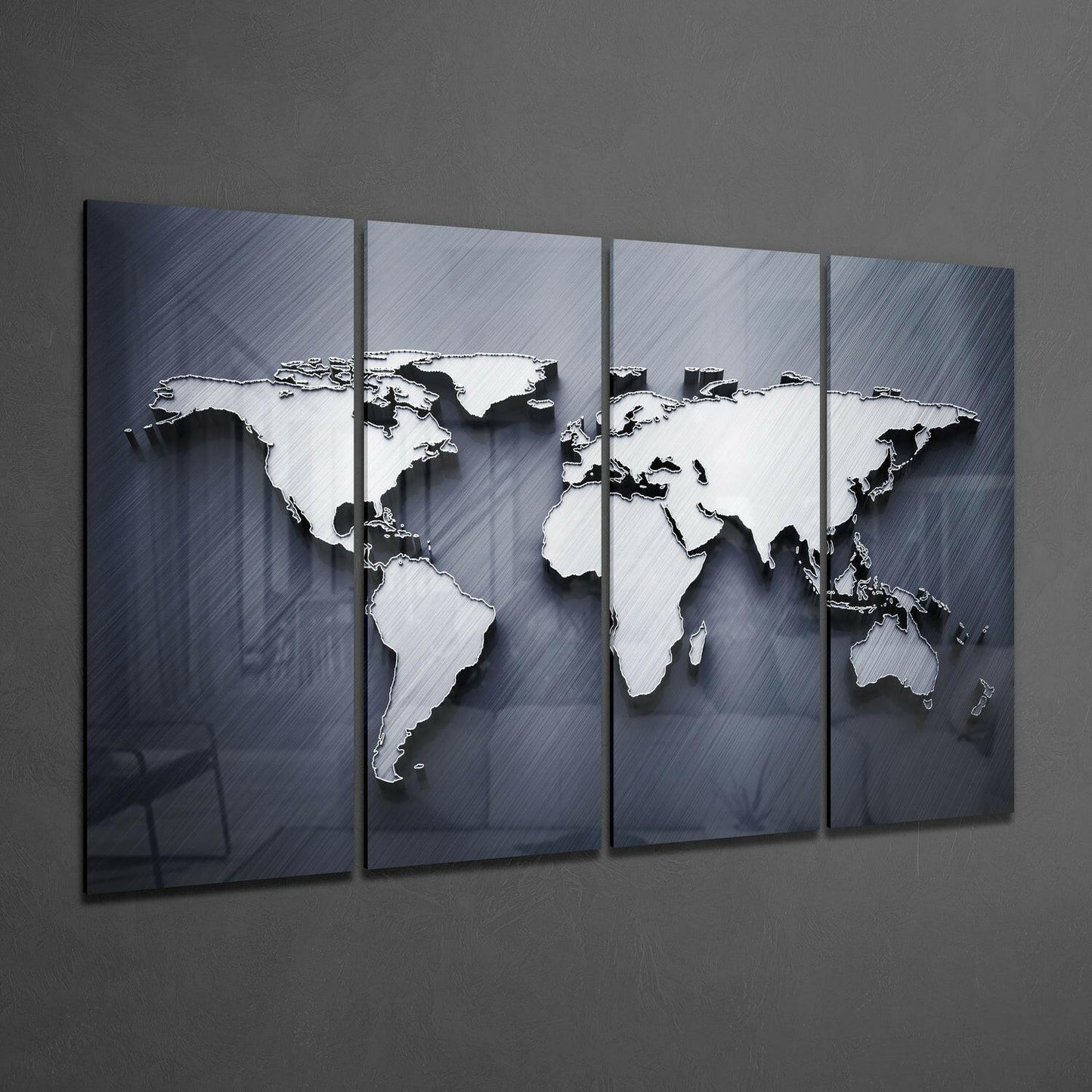 World Map 4 Pieces Mega Glass Wall Art