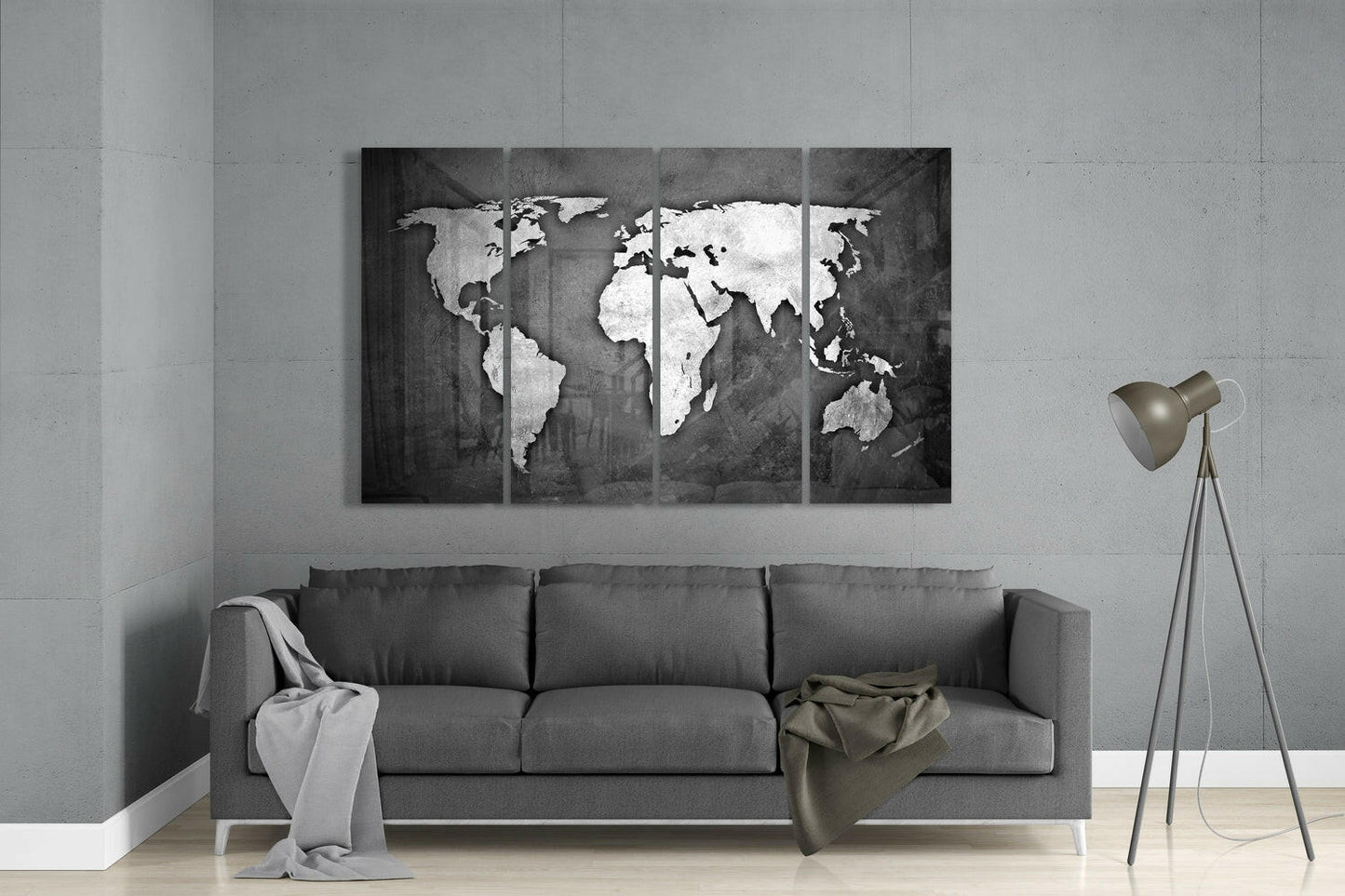 World Map 4-Piece Glass Wall Art