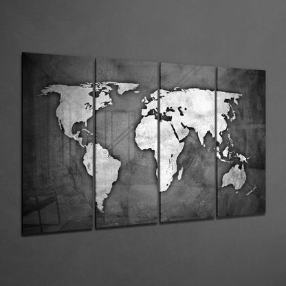 World Map 4-Piece Glass Wall Art