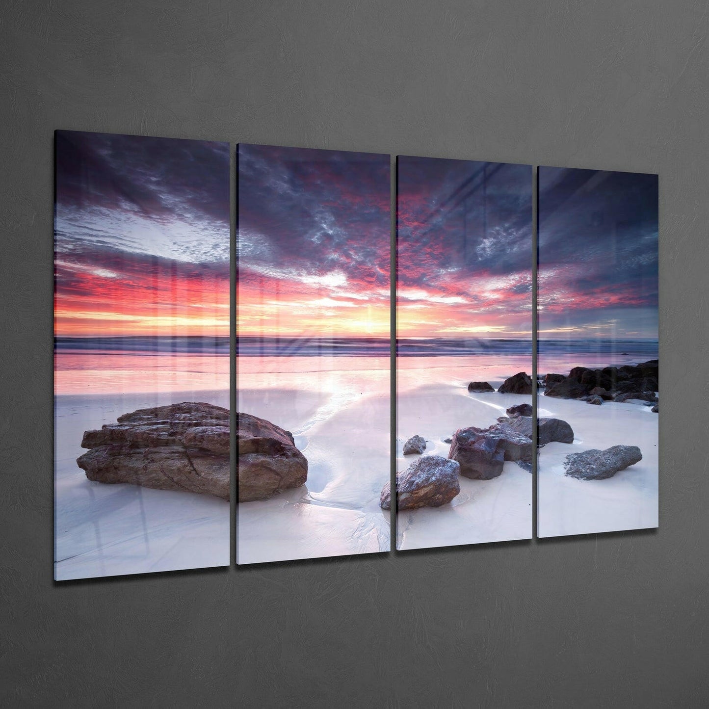 Sunset at the Beach Glass Wall Art