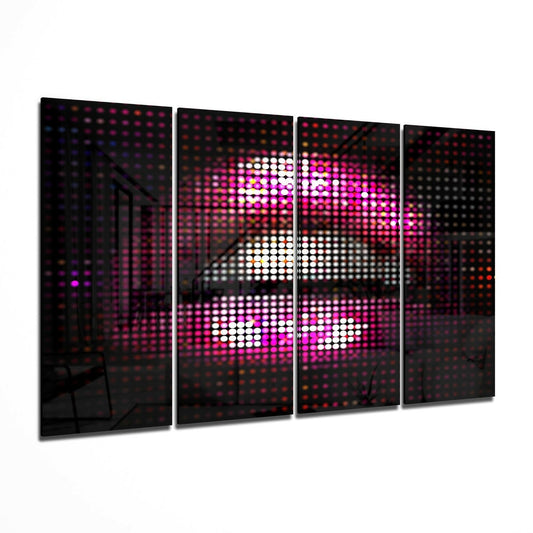 Lips 4 piece glass wall art set