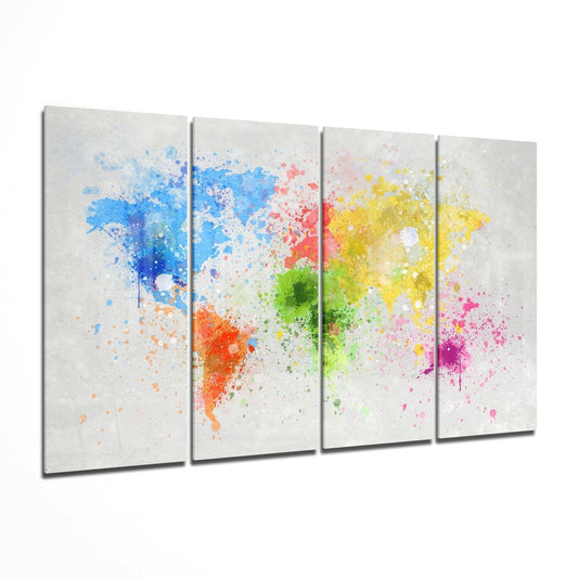 World map gallery 4-piece glass wall art
