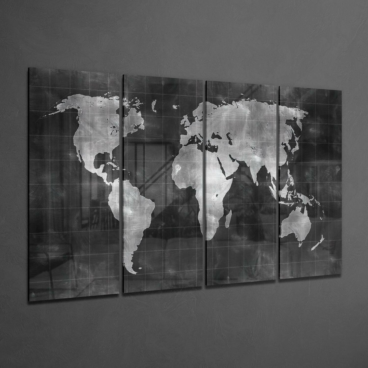 World Map 4-Piece Glass Wall Art