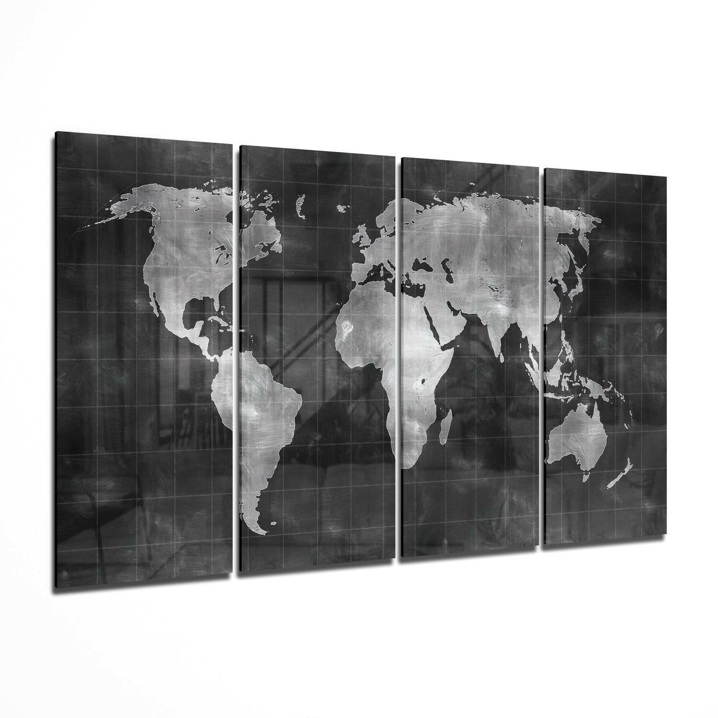 World map 4-piece glass wall art