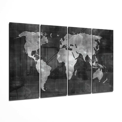 World map 4-piece glass wall art