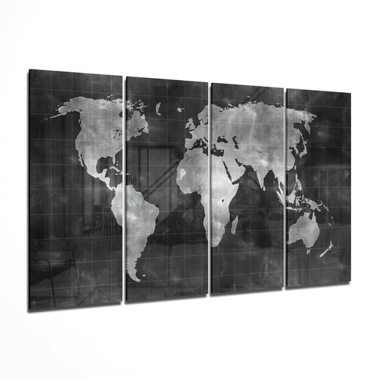 World map 4-piece glass wall art