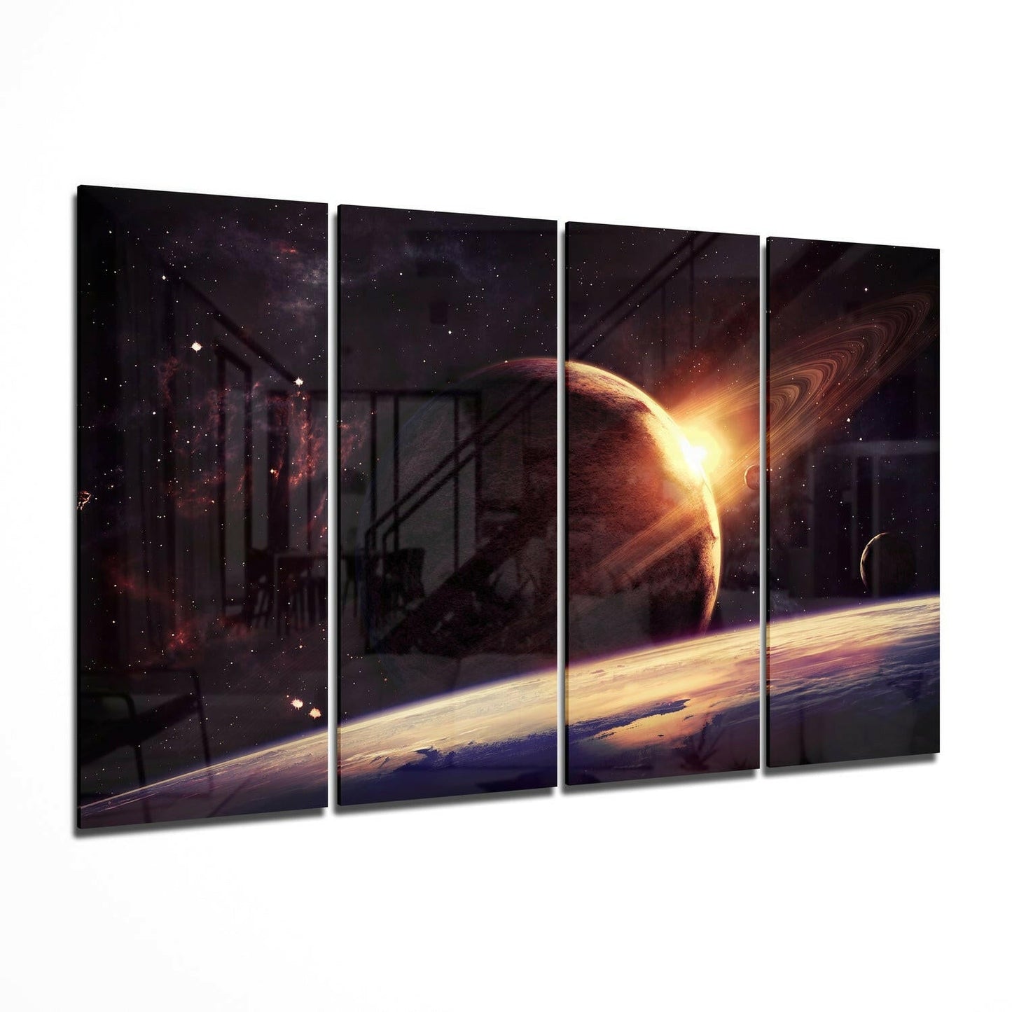 Sunset at the Space glass wall art panel