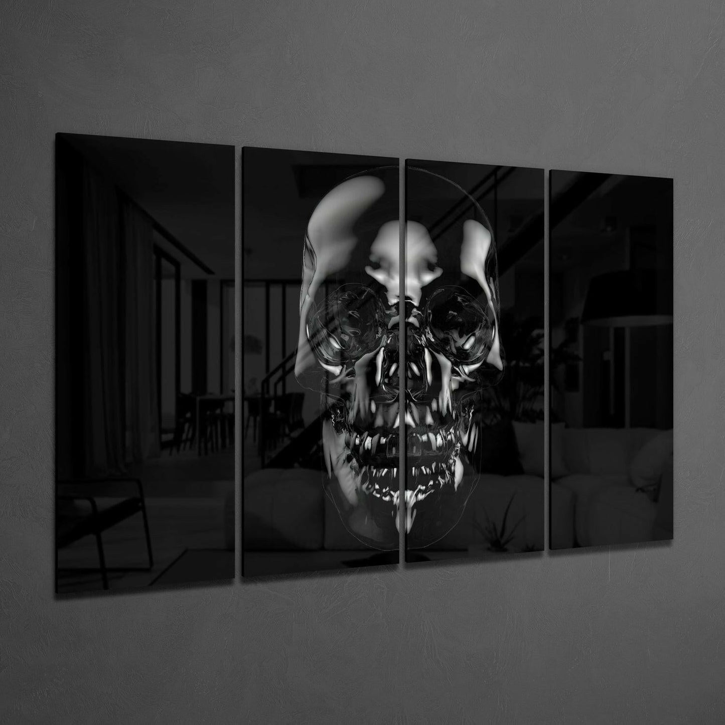 Skull 4-Piece Glass Wall Art Set